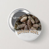 Badge Rond 5 Cm Fête Joyeux Noel Pine Cone (Devant & derrière)