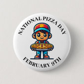 Badge Rond 5 Cm Fête nationale de la Pizza 9 février (Devant)