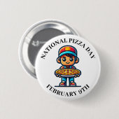 Badge Rond 5 Cm Fête nationale de la Pizza 9 février (Devant & derrière)