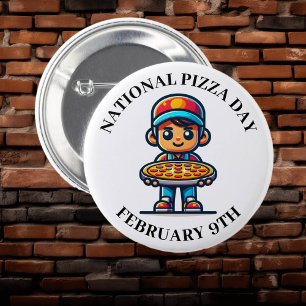 Badge Rond 5 Cm Fête nationale de la Pizza 9 février
