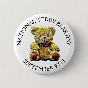 Badge Rond 5 Cm Fête nationale de l'ours en peluche 9 septembre