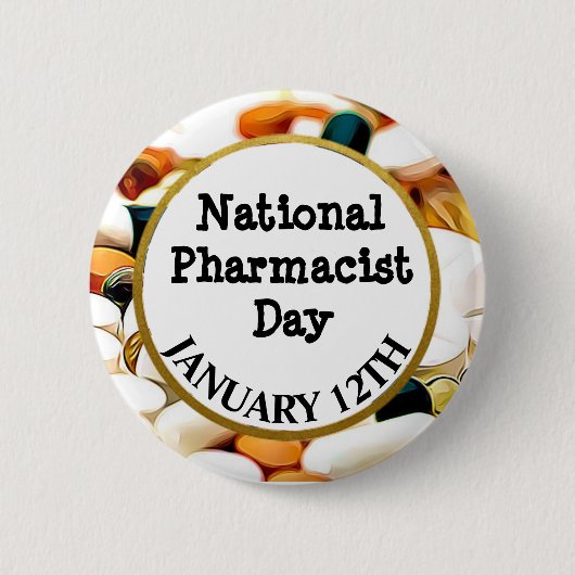 Badge Rond 5 Cm Fête nationale des pharmaciens 12 janvier (Devant)
