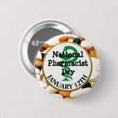 Badge Rond 5 Cm Fête nationale des pharmaciens 12 janvier (Devant & derrière)