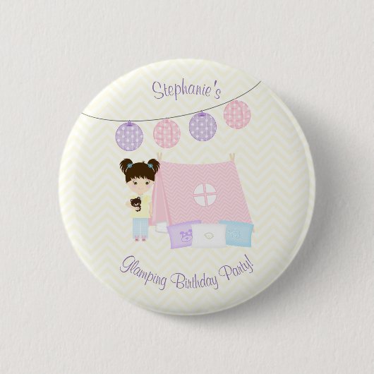 Badge Rond 5 Cm Fête pyjama de glamping (Devant)