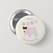 Badge Rond 5 Cm Fête pyjama de glamping (Devant & derrière)