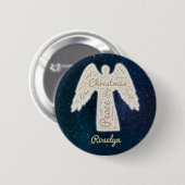 Badge Rond 5 Cm fête religieuse typographie or angel (Devant & derrière)