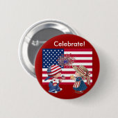 Badge Rond 5 Cm Fêter le drapeau américain (Devant & derrière)