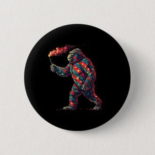 Badge Rond 5 Cm Feu d'artifice 4 juillet Hommes Sasquatch Amérique