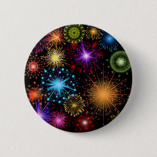 Badge Rond 5 Cm Feu d'artifice coloré Nouvel An