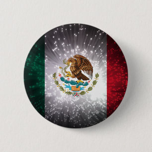 Badge Rond 5 Cm Feu d'artifice de drapeau mexicain