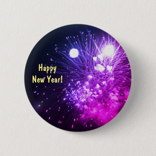 Badge Rond 5 Cm Feu d'artifice du Nouvel An HappY