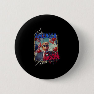 Badge Rond 5 Cm Feu d'artifice patriotique de Donald Trump pour le