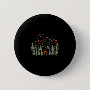 Badge Rond 5 Cm Feu de camp de camping arbres randonnée camping pe