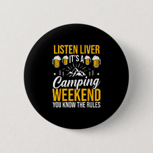 Badge Rond 5 Cm Feu de camp de camping vie en forêt campeur