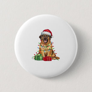 Badge Rond 5 Cm Feu de Noël Feu de Noël Feu de Noël Léonberger Chi