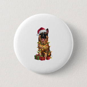 Badge Rond 5 Cm Feu de Noël Santa Hat Belge Tervuren Chien Chris