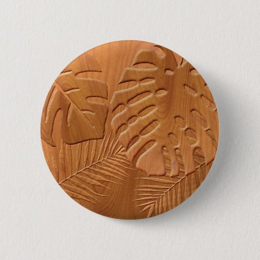 Badge Rond 5 Cm Feuillages en bois sculpté Imprimer (Devant)