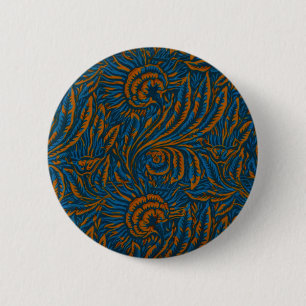 Badge Rond 5 Cm Feuille botanique d'acanthe de style sarcelle Will