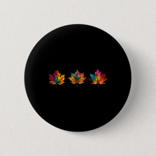 Badge Rond 5 Cm Feuille de Érable Tie Dye Automne Feuilles Saison