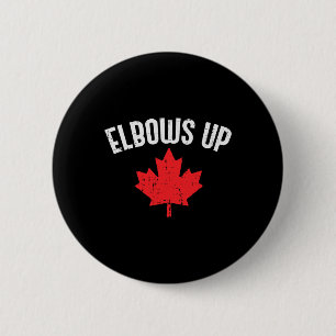 Badge Rond 5 Cm Feuille d'érable les coudes levés Canada drôle de