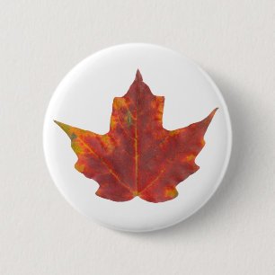 Badge Rond 5 Cm Feuille d'érable rouge