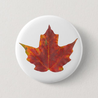 Badge Rond 5 Cm Feuille d'érable rouge