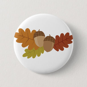 Badge Rond 5 Cm Feuilles Acorn