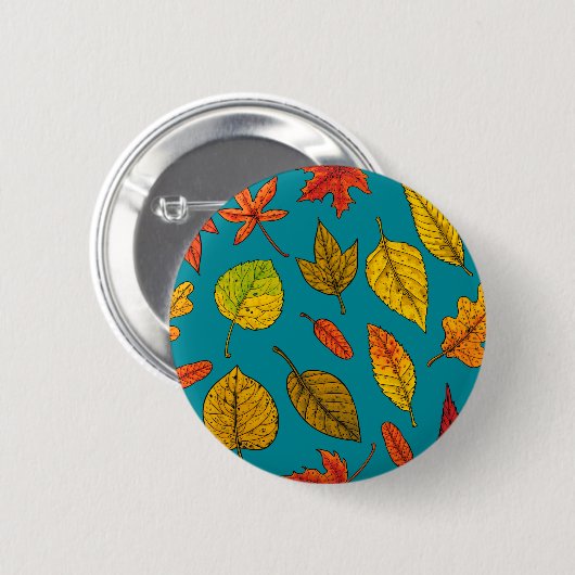 Badge Rond 5 Cm Feuilles d'automne (Devant & derrière)
