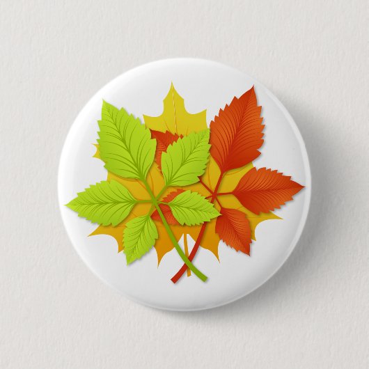Badge Rond 5 Cm Feuilles d'automne (Devant)