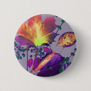 Badge Rond 5 Cm Feuilles d'automne à Lilac