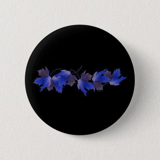 Badge Rond 5 Cm Feuilles d'automne bleues (Devant)