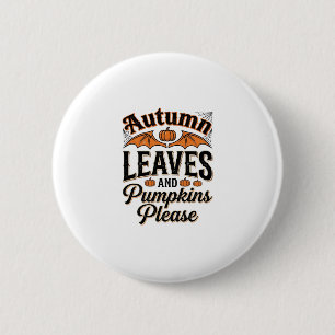 Badge Rond 5 Cm Feuilles d'automne Citrouilles S'il vous plaît Vin