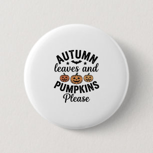 Badge Rond 5 Cm Feuilles d'automne Citrouilles S'il vous plaît Vin