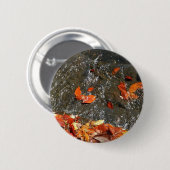 Badge Rond 5 Cm Feuilles d'automne dans la cascade I Photographie (Devant & derrière)