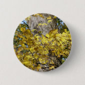 BADGE ROND 5 CM FEUILLES D'AUTOMNE JAUNE (Devant)