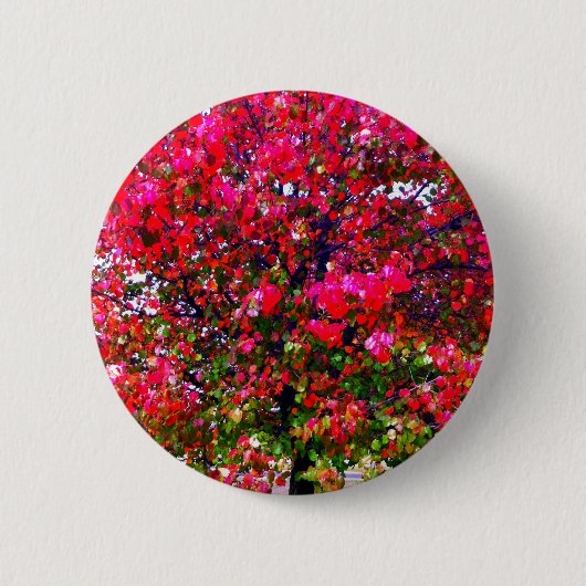 Badge Rond 5 Cm Feuilles d'automne rose impressionniste (Devant)