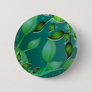 Badge Rond 5 Cm Feuilles de jardin frais