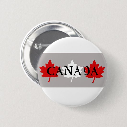 Badge Rond 5 Cm Feuilles d'érable canadiennes (Devant & derrière)