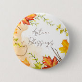 Badge Rond 5 Cm Feuilles d'érable d'automne avec texte personnalis (Devant)