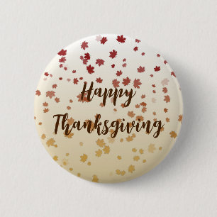 Badge Rond 5 Cm Feuilles d'érable de Thanksgiving