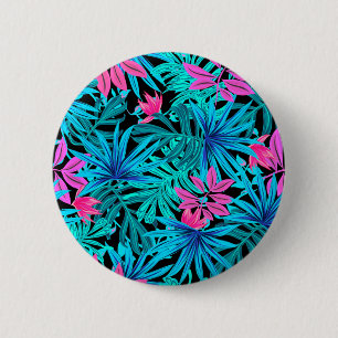 Badge Rond 5 Cm Feuilles tropicaux
