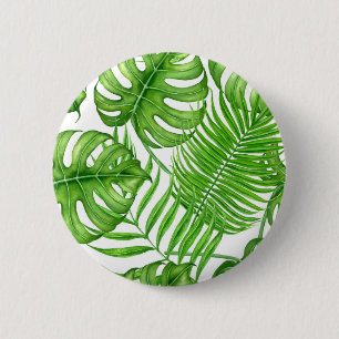 Badge Rond 5 Cm Feuilles tropicaux