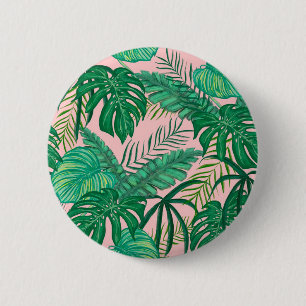 Badge Rond 5 Cm Feuilles tropicaux