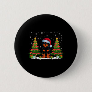Badge Rond 5 Cm Feux d'arbre de Noël Rottweiler Chien Santa Hat No