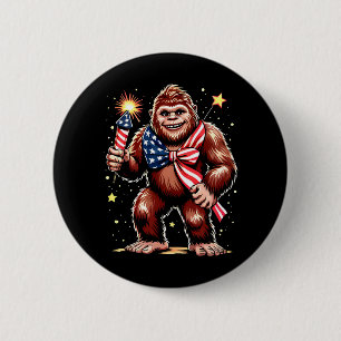 Badge Rond 5 Cm Feux d'artifice Bigfoot 4 juillet Sasquatch États-