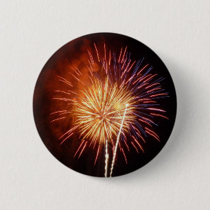 Badge Rond 5 Cm Feux d'artifice Rouges, Blancs et Bleus I Patrioti
