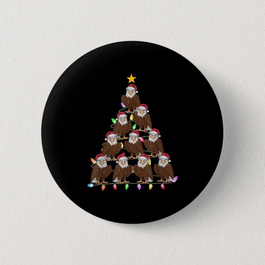 Badge Rond 5 Cm Feux de Noël Hommes Femmes Père Noël Aigle Xmas P (Devant)