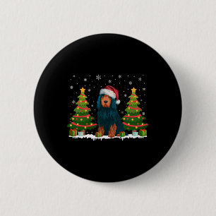 Badge Rond 5 Cm Feux de Noël Portugais Chien d'eau Santa Hat Noël