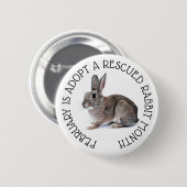 Badge Rond 5 Cm Février est adopté un bouton Secouru Mois lapin (Devant & derrière)
