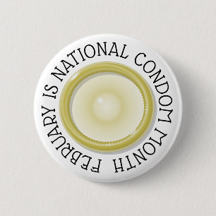 Badge Rond 5 Cm Février est bouton national de mois de préservatif